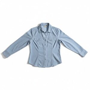Fiorlini International Light Blue Faux Suede Button Down, Women's Small Shirt